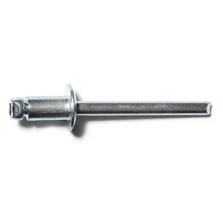 Midwest Fastener Blind Rivet, Dome Head, 3/16 in Dia., 1/8 in L, Steel Body, 100 PK 51091